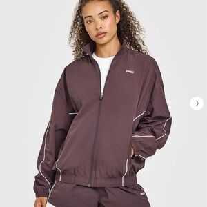 Oner Active Oversized Piped Woven Track Jacket Set in Umber Brown